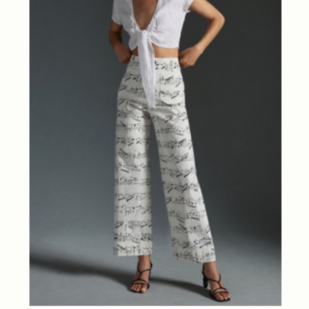🎵 Maeve Anthropologie Colette Magic Fabric Pants 29 Music Note Print 🎼